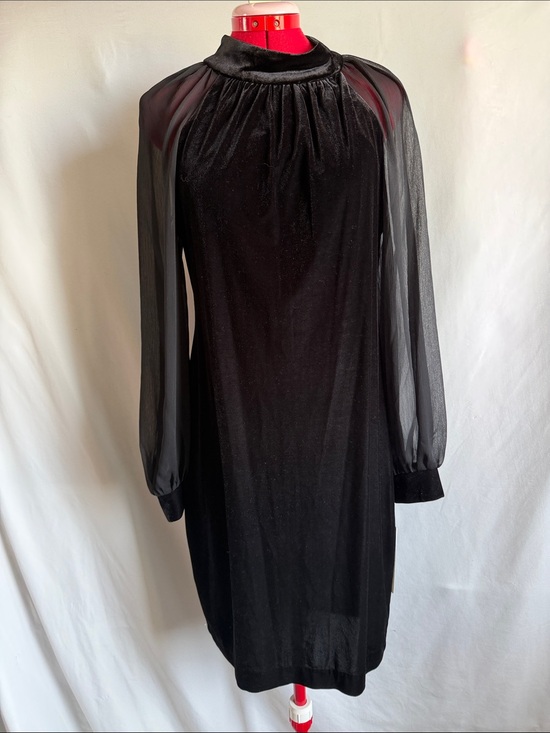 Calvin Klein Dresses & Skirts - Calvin Klein Black Velvet Dress with Sheer Long Sleeves MM20
